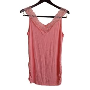 Maurice's Coral Pink Tank Top Lace Edge M